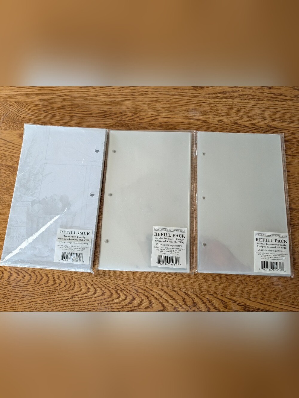 Treasured Family Recipe Journal Refill Pages 2 Sided  & Sleeve Protector 8.5"X5"